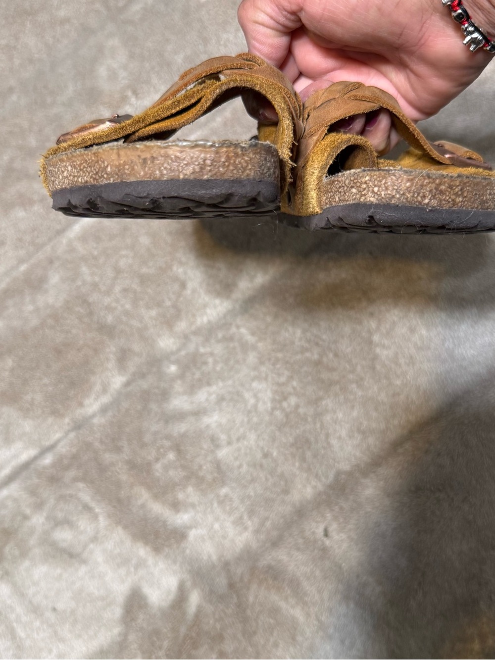 Birkenstock OITA Suede Leather Braided Slides Sandals Taupe Sz 38/US 8 NARROW - Picture 10 of 14